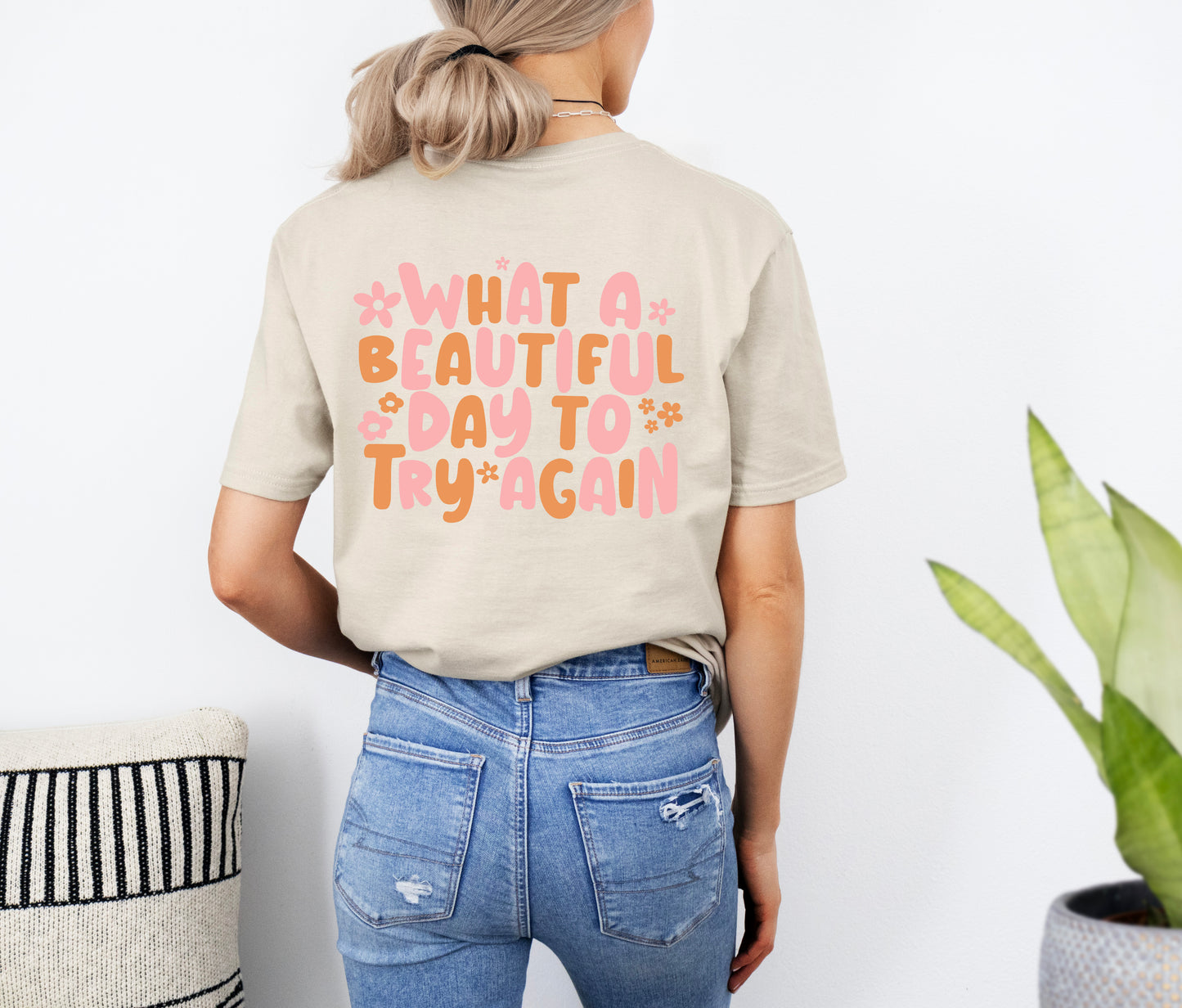 What a Beautiful Day to Try Again TShirt | Beautiful Day Tees | Motivational Crewneck T-shirts