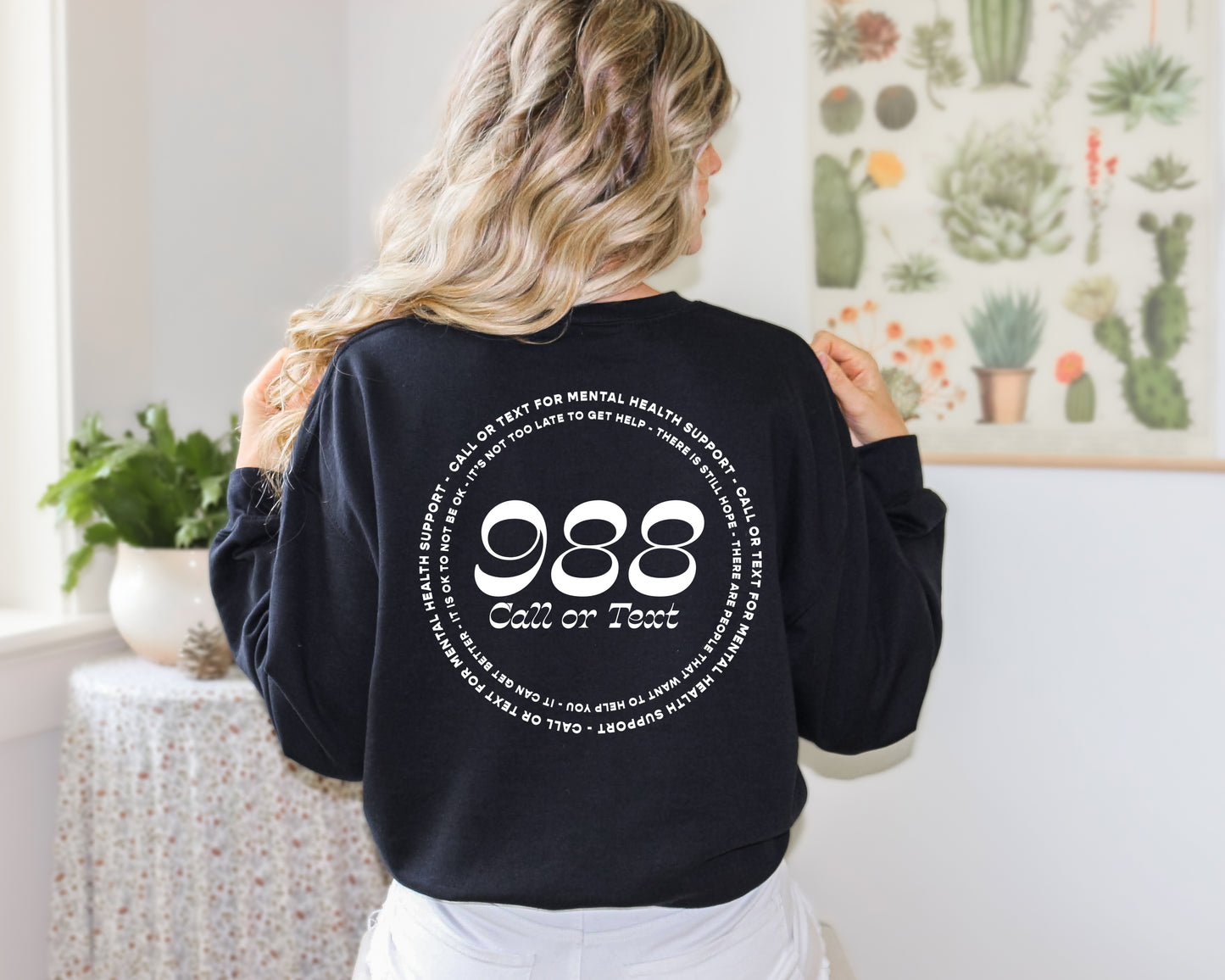988 Suicide Awareness Crewneck Sweatshirt | Suicide Awareness Month Sweater | 988 Hotline Awareness