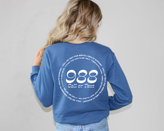 988 Suicide Awareness Crewneck Sweatshirt | Suicide Awareness Month Sweater | 988 Hotline Awareness